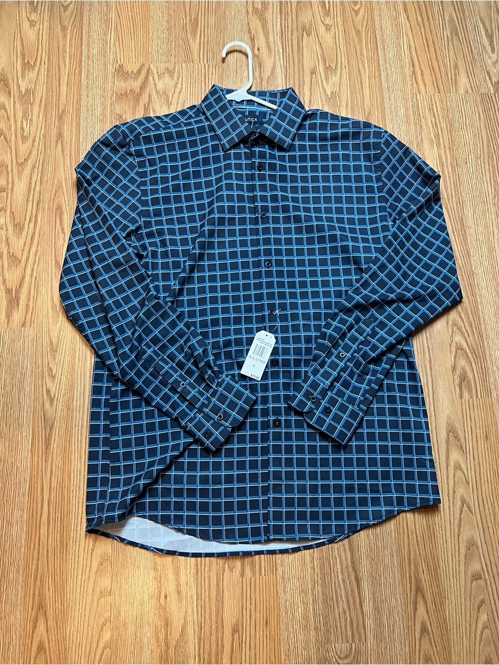 Nautica Navy with Light Blue Grid Dress Shirt